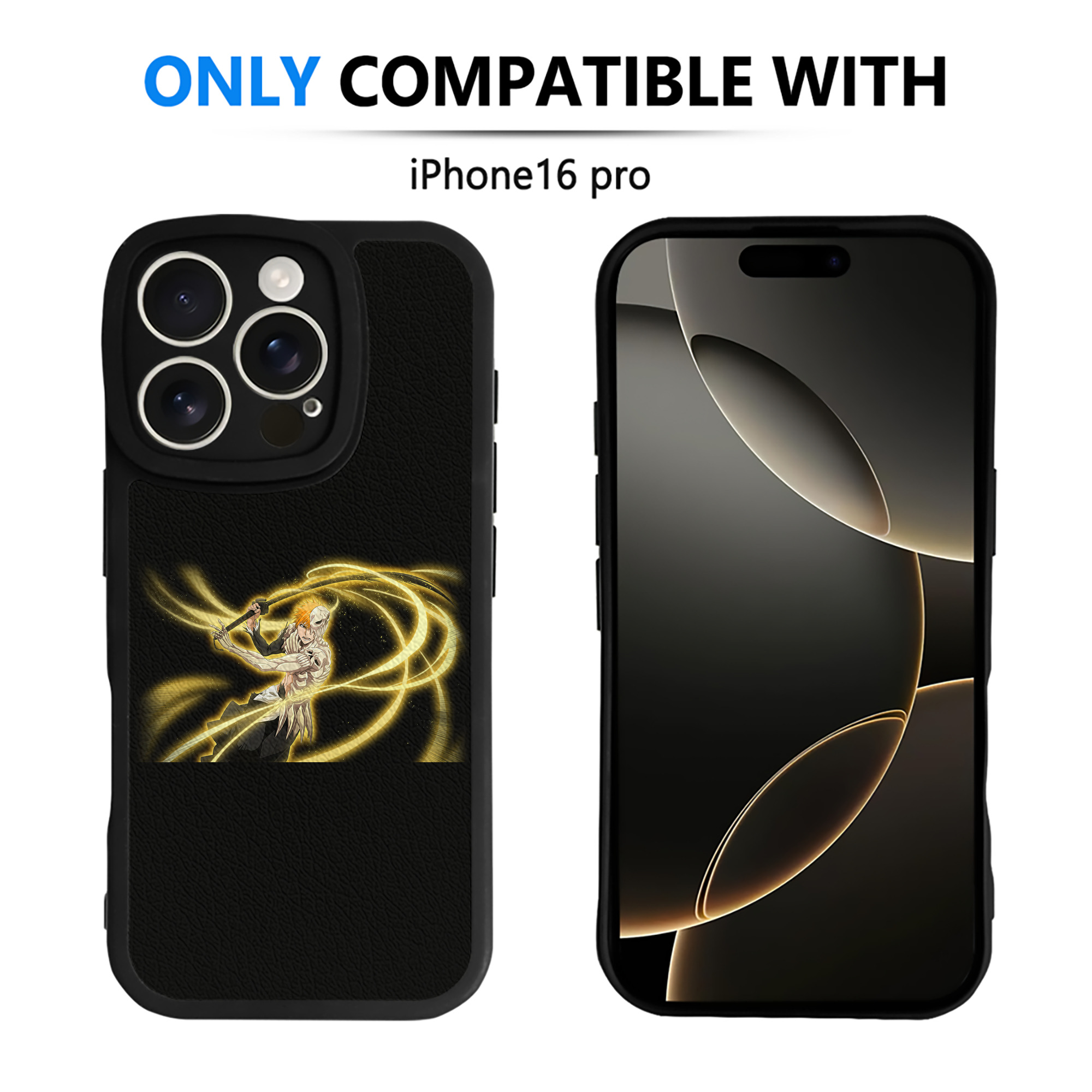 ブリーチ 黒崎一護（くろさき いちご）BLEACH Kurosaki Ichigo 【iPhone 16シリーズ対応】シリコンスマホケース（レザー調） 材質：シリコン